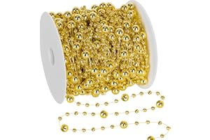 ARROWOM 100 FT Christmas Tree Beads, 2 Sizes Plastic Hanging Beads Strands Chain, Xmas Beads Trim Garland for Christmas Holiday Home Mantle Fireplace Wreath Christmas Tree DIY Decor Supplies