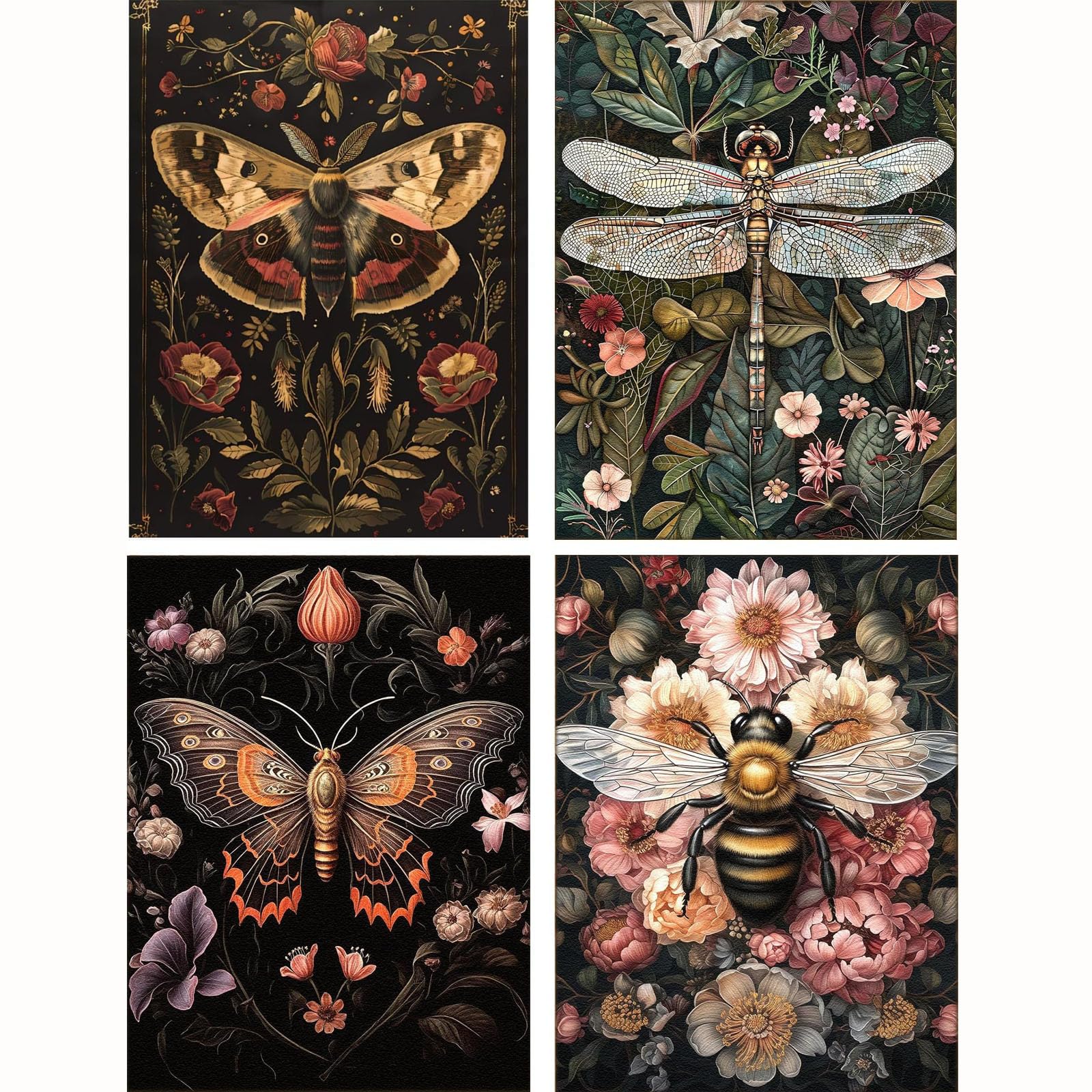 XXXCHENGJIA 4 Pack Animal Paint by Number for Adults Beginners, Butterflies Adult Paint by Numbers Kits on Canvas, DIY Bees Acrylic Oil Painting Kits - Drawing Paintwork for Home Decor 12 x 16 Inch β image 1