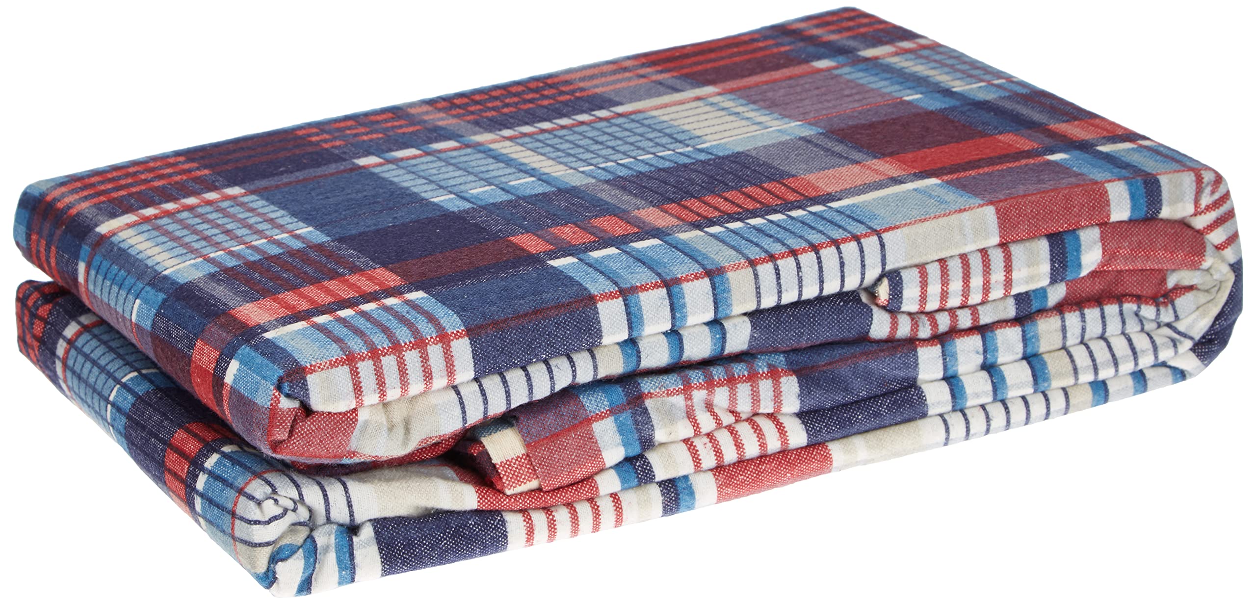 Angus Flanelette Double Quilt Duvet Cover and 2 Pillowcase Bedding Bed Set, Tartan Check Blue -Red/White/Navy