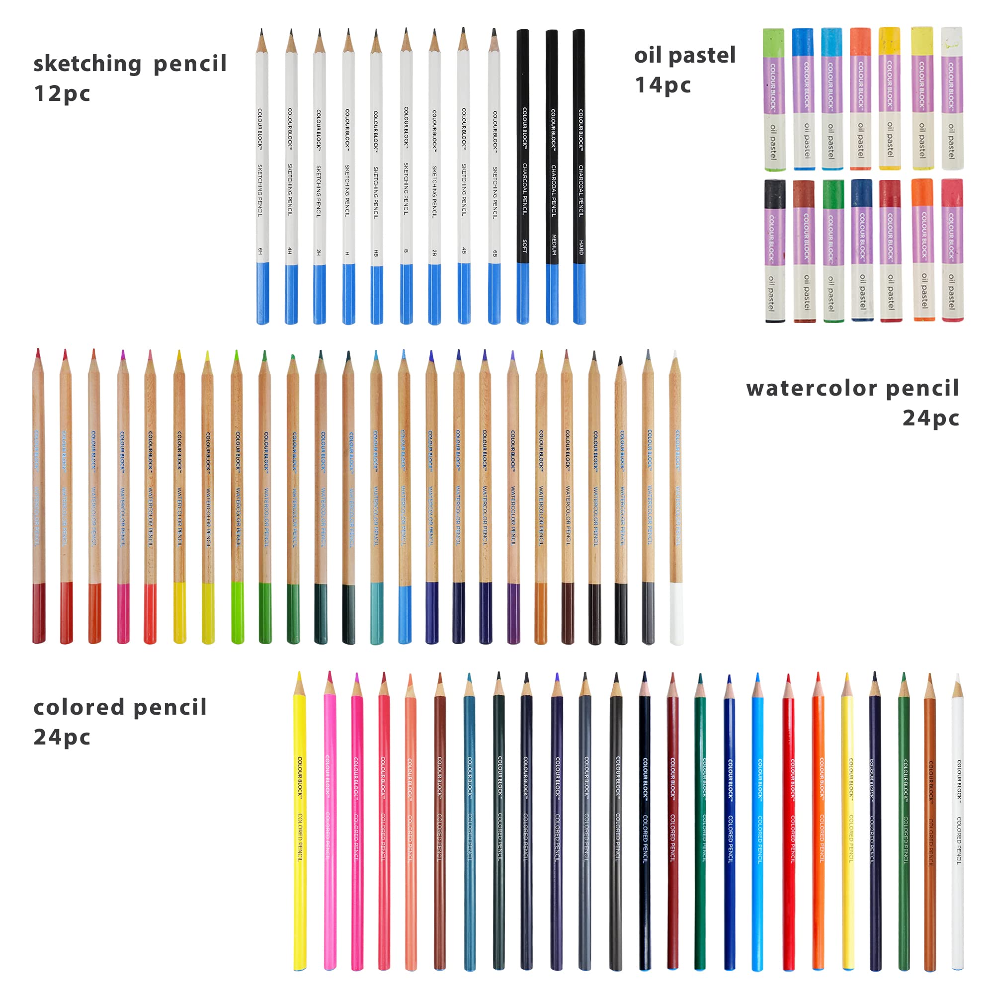 COLOUR BLOCK 181 pc Mixed Media Art Set in Exquisite Wooden Case - Acrylic & Water color Paints, Sketching, Colored Pencils, Soft & Oil Pastels