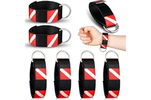 SOULCHEN 6 Pcs Scuba Diving Wrist Strap Adjustable Wristband with Stainless Steel D Ring Sticky Scuba Diving Accessories for Dive Lights, Flashlights Cameras Compass Dive Slates Divers and Snorkelers Gifts