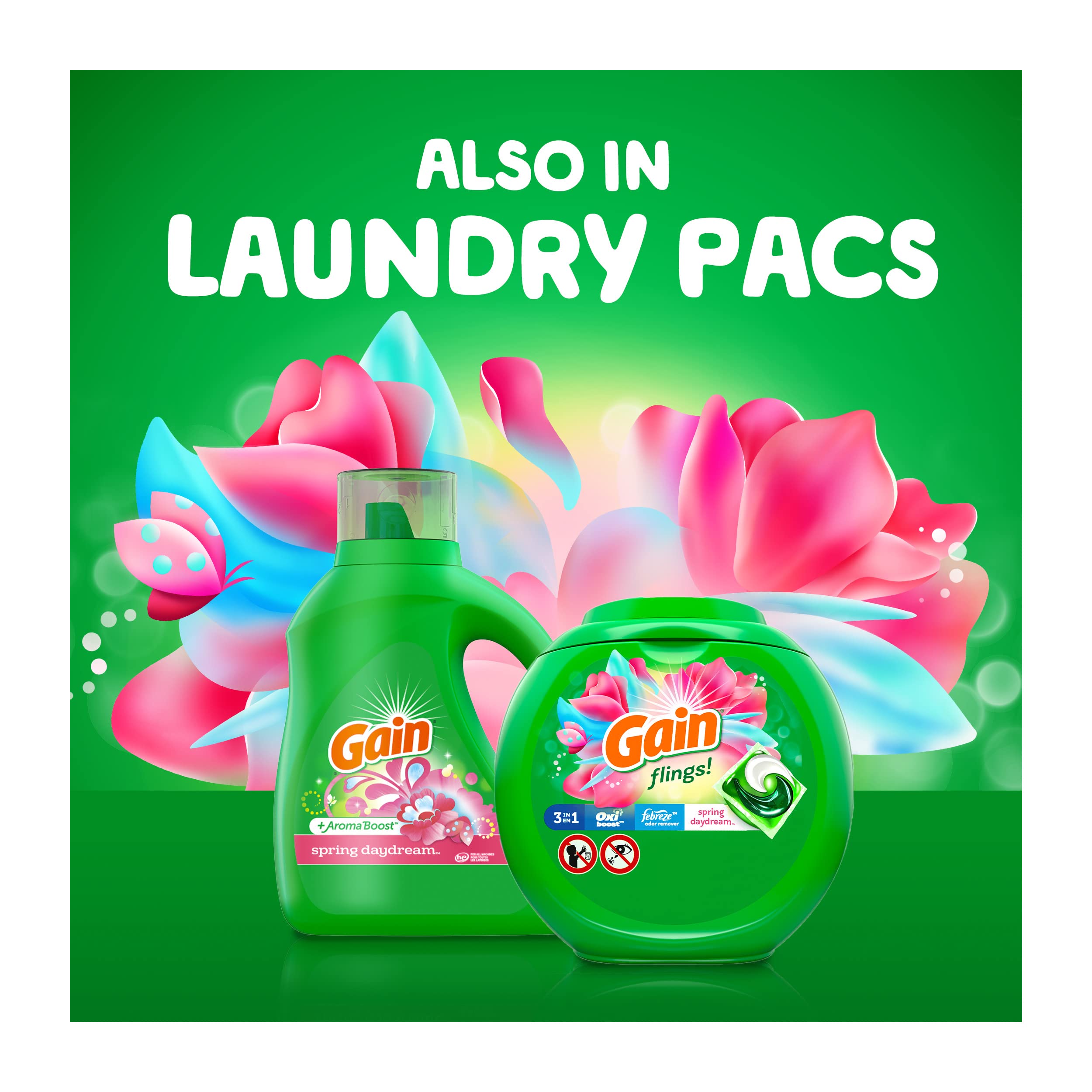 Gain Aroma Boost Liquid Laundry Detergent Spring Daydream Scent 107 Loads 154 fl oz HE Compatible
