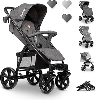 Lionelo Annet Buggy mit Liegefunktion Kinderwagen klein zusammenklappbar Eva-Schaum-Räder Moskitonetz Fußdecke Getränkehalter Korb (stone)