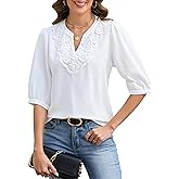 Blooming Jelly Women Dressy Casual Blouses Business Tops 3/4 Length Sleeve V Neck Work Shirts Summer Outfits 2026