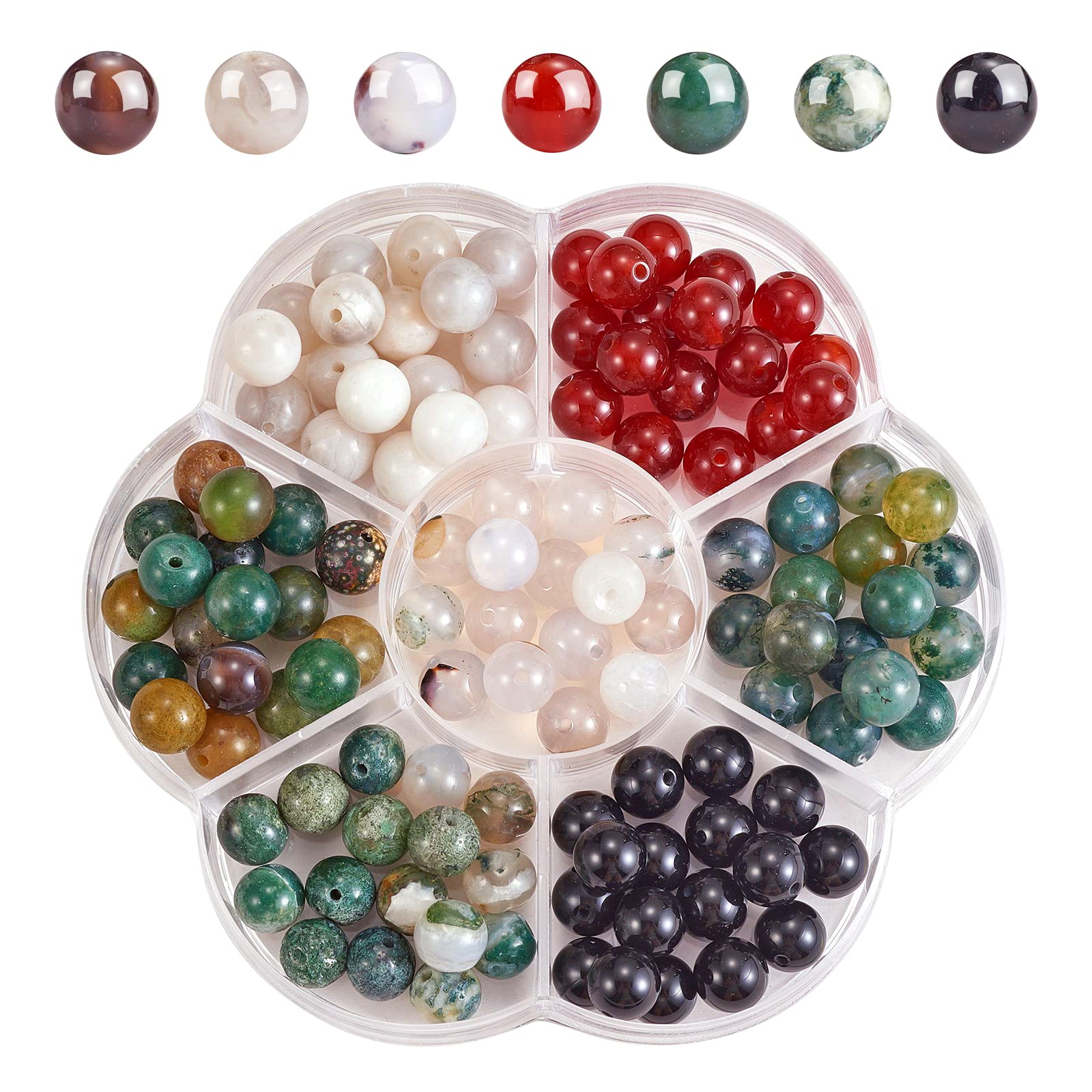 WEWAYSMILE 140pcs 8mm Round Gemstone Agate Beads, Exquisite Mix Jade Beads, Colorful Gemstone Stone Round Bead, for Jewelry Making DIY Crafts Supplies