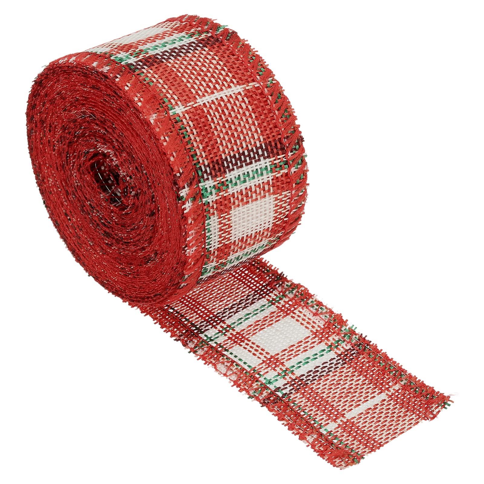 PATIKIL 1.57 Inch Wide 6.56 Yards Polyester Gingham Ribbon Wired Edge Ribbon, 1 Pack for Christmas Decoration Wrapping Red Green