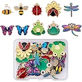COGCHARGER 20 Pieces Insect Enamel Charm Pendant Butterfly Bee Dragonfly Charm Alloy Enamel Pendant Mixed Color for Jewelry Necklace Bracelet Making Crafts