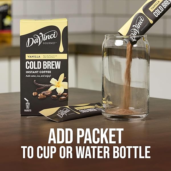 DAVINCI GOURMET VANILLA COLD BREW STICK PACK, INSTANT COFFEE POWDER, 6 COUNT