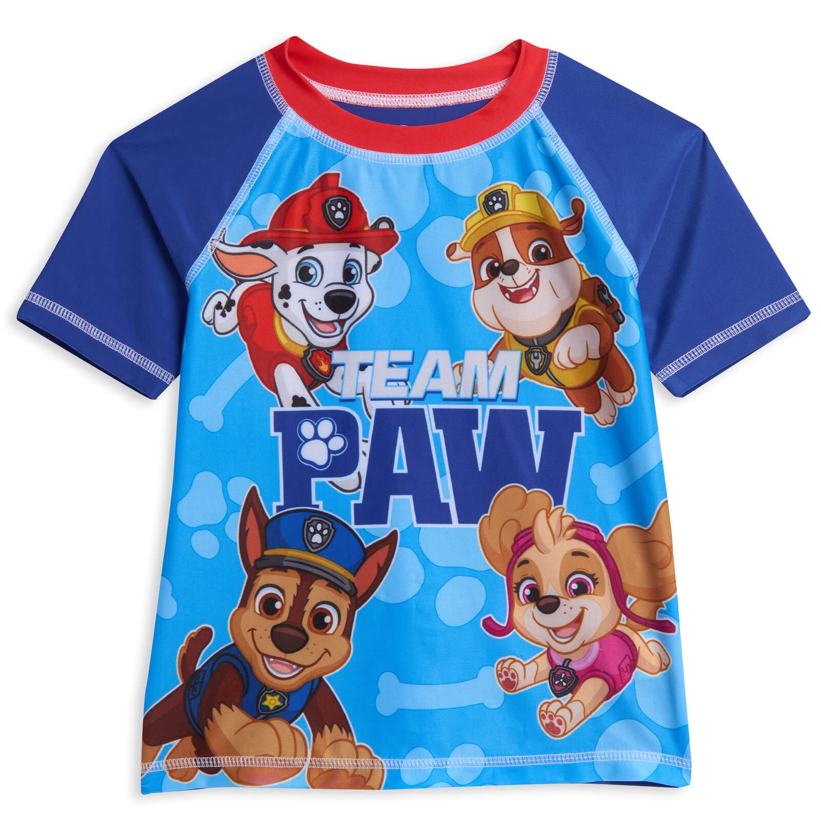 Nickelodeon Paw Patrol Rubble Marshall Chase Pullover Rash Guard and Swim Trunks Outfit Set Toddler to Little Kid
