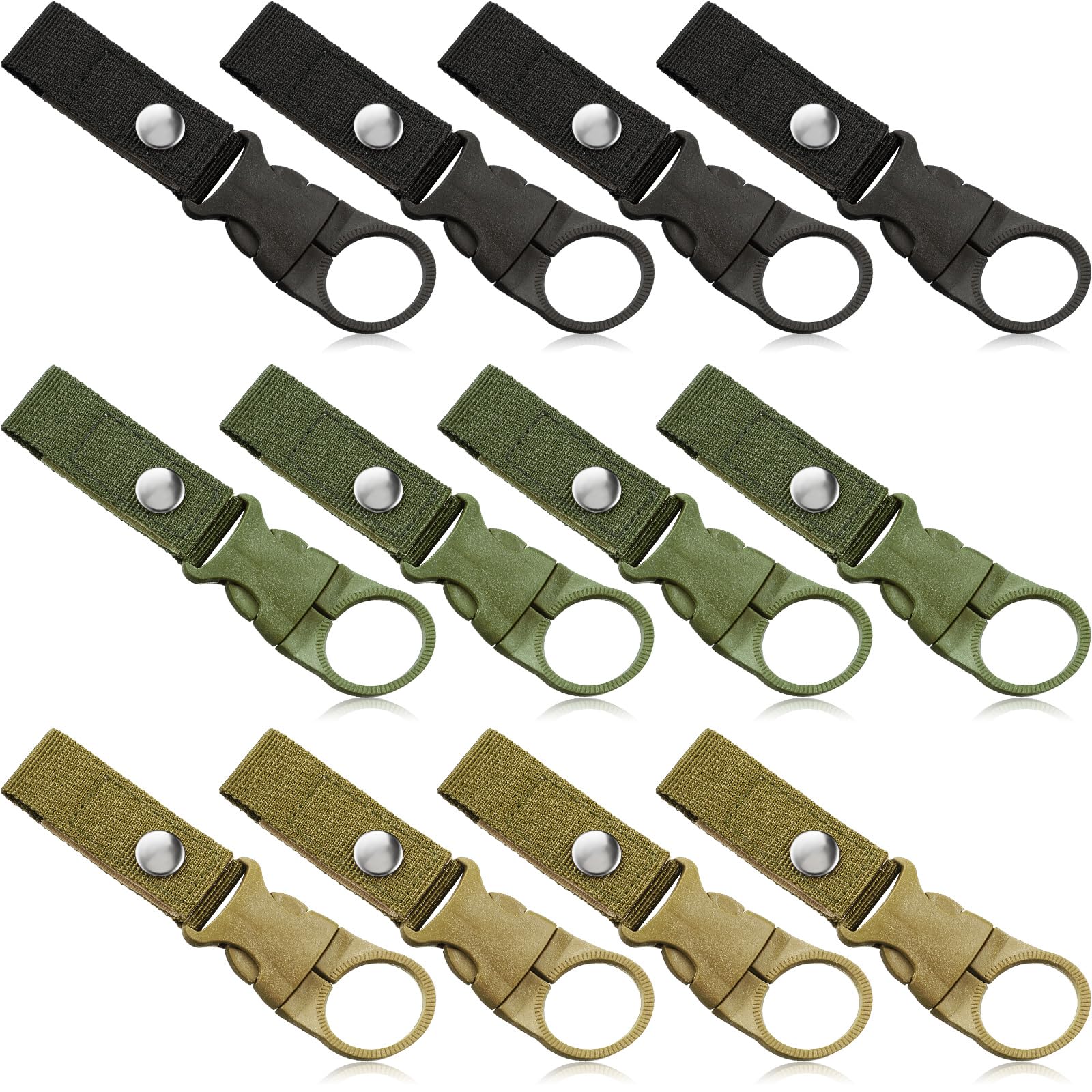 Photo 1 of Yetene Water Bottle Clip Holder for Backpack Belt Hiking, Clip for Bottle Hanger Hanging Buckle Nylon Plastic Outdoor Camping Traveling Mountaineering, 3 Colors (12 Pieces)