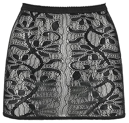 Orion Rock - sexy Minirock für Frauen, schwarzer Spitzenrock in transparenter Optik, elastische Reizwäsche mit nahtlosen Masc
