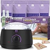 BLITZWAX Brazilian and Bikini Waxing Kit for Women, Hard Wax Warmer for Face, Legs, and Body, At Home Hair Removal Kit, Beginner Friendly, Quick Heating, 28 Accessories