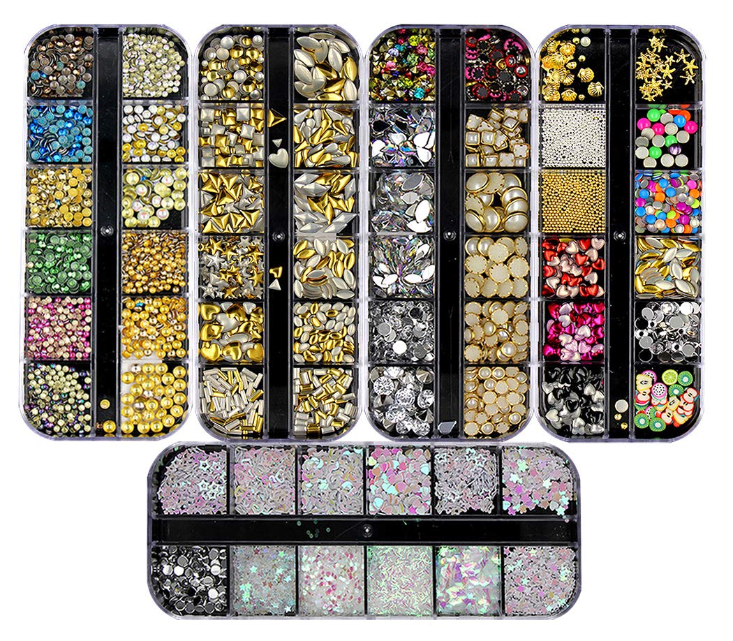 Ranvi 3000 Pieces(5 Boxes) Nail Art Rhinestone Set Nail Ornaments Style 1