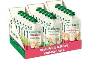Beech-Nut Baby Food Variety Pack, Fruit & Root Veggie Blends Baby Food Pouches, Fruit & Veggie Purees, 3.5oz (18 Pack)