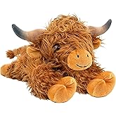 JOD® 4lbs Highland Cow Weighted Stuffed Animals, 22inch Giant Highland Cow Gift Plushie Toy, Cute Stuffed Animal Highland Cattle Plush Pillow Women Adults Kid Bedtime Highland Cattle