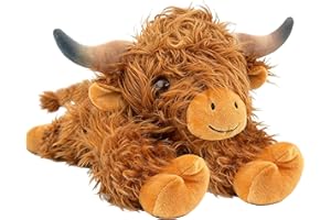 JOD® 4lbs Highland Cow Weighted Stuffed Animals, 22inch Giant Highland Cow Gift Plushie Toy, Cute Stuffed Animal Highland Cattle Plush Pillow Women Adults Kid Bedtime Highland Cattle