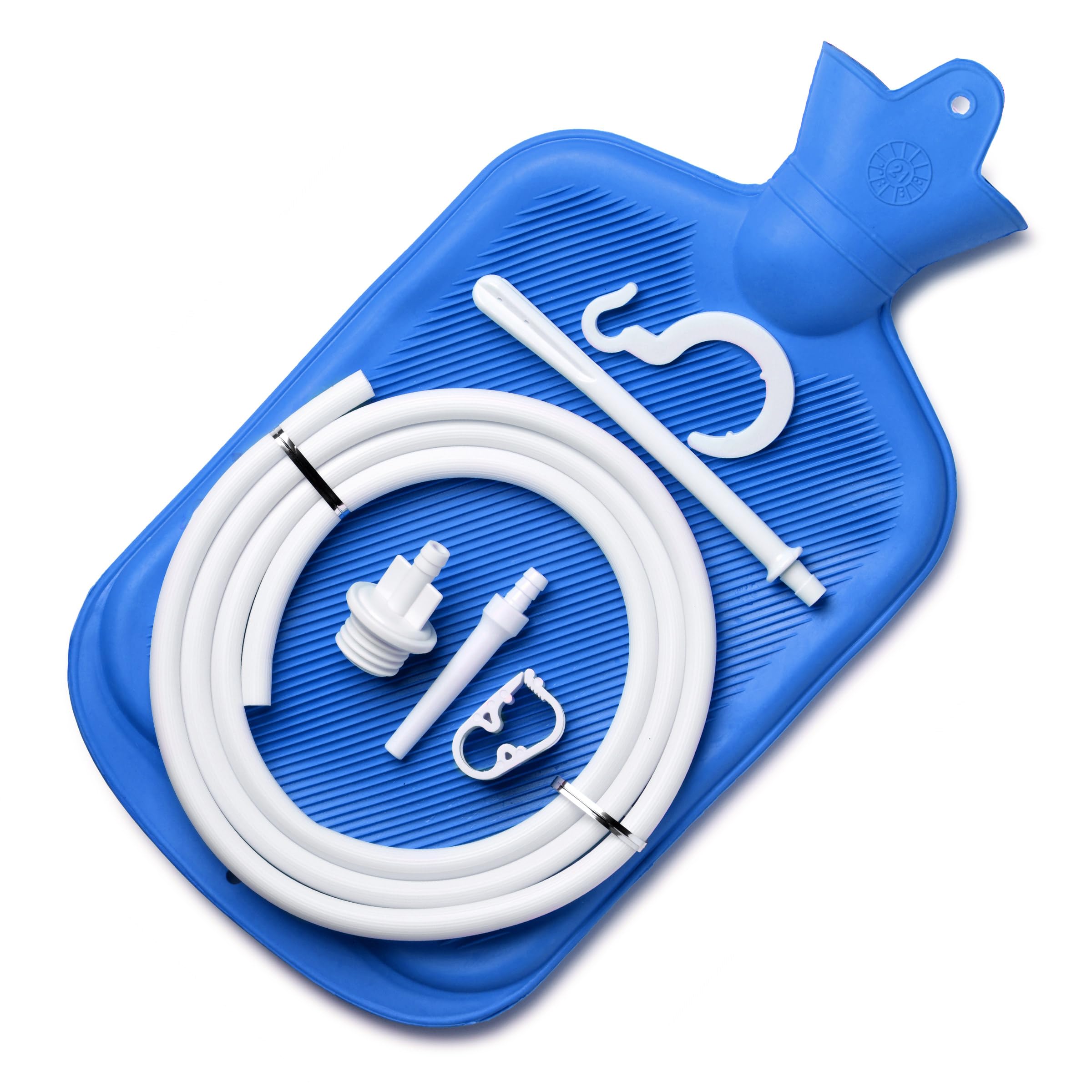 CleanStream Water Bottle Enema Cleaning Kit for Men and Women, 2 Quart Durable Rubber Bag with 5-Foot Flexible Tube, Tapered and Nozzle Tips Included, Flow Control Clamp, Hygienic Design