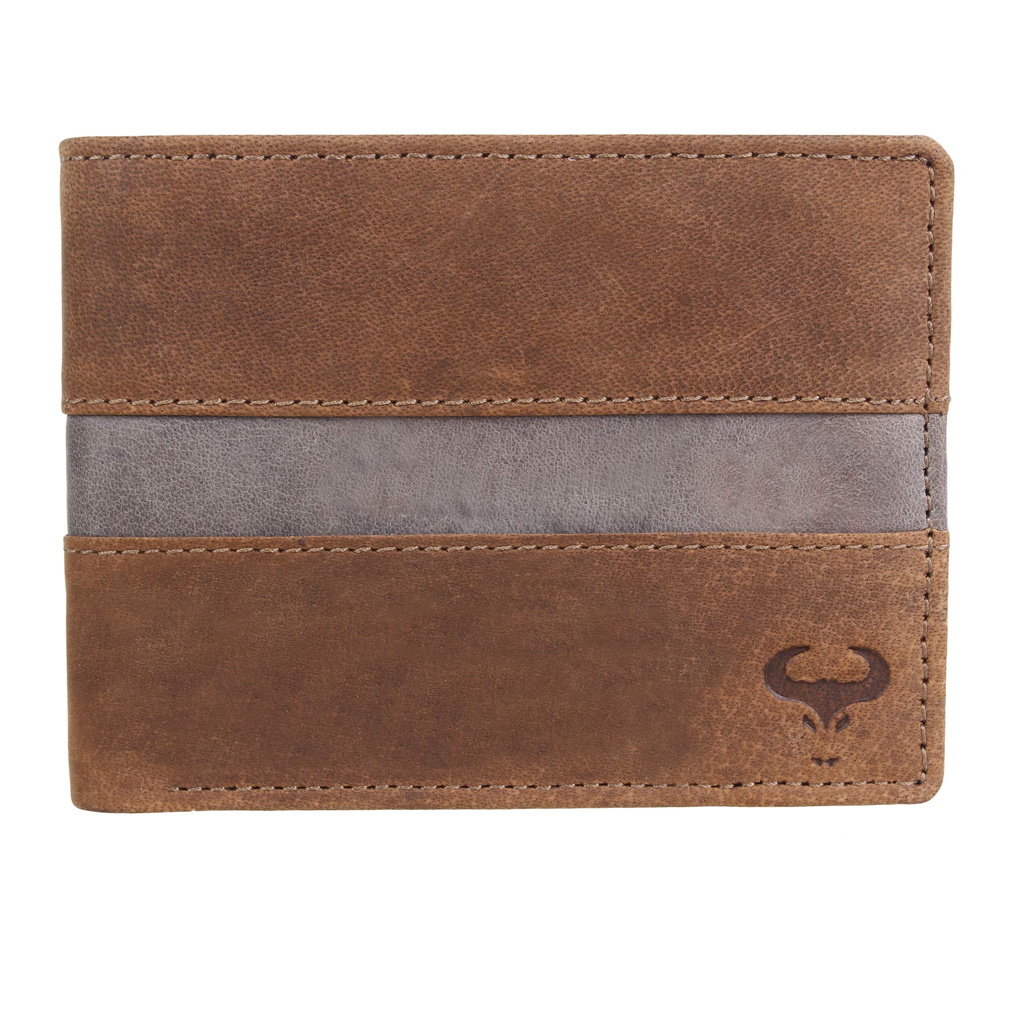Wallets for Men, Genuine Leather Mens RFID Blocking Wallet, Mens Wallet, Front Pocket Wallet, Slim Bifold Wallet, Bifold Purse, RFID Wallet for Men, Stylish Design Wallet Dual Colour – Brown/Grey