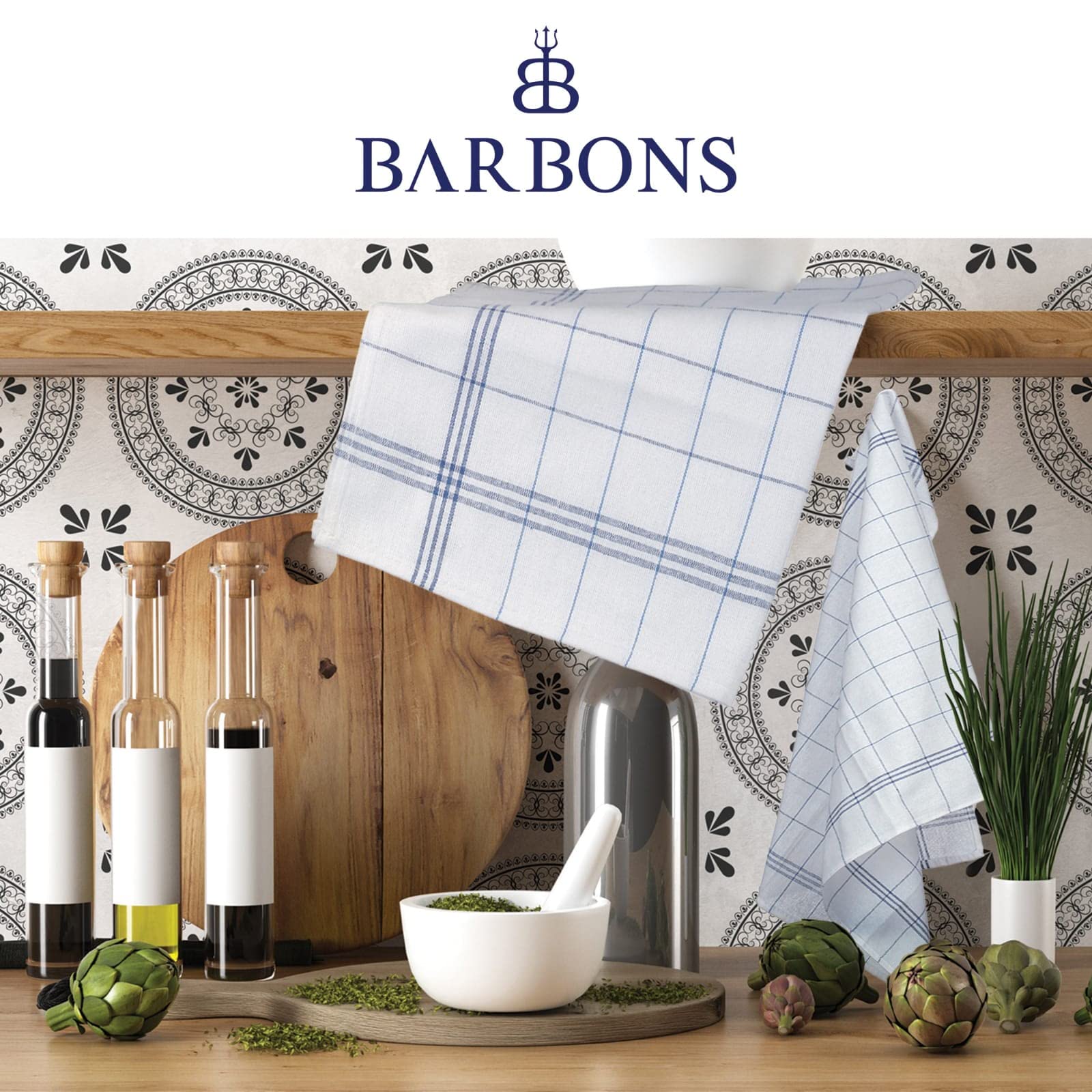 BARBONS Geschirrtücher 10er Set - Baumwolle 50x70 cm - Oeko-TEX Zertifiziert - Trockentücher Küchenhandtücher Küchentücher Geschirrhandtücher Blau 2