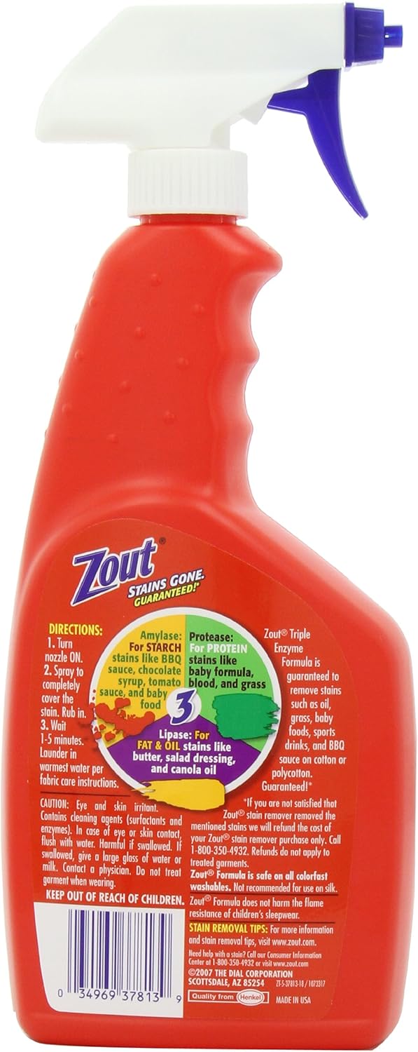 Zout Laundry Stain Remover Spray, Triple Enzyme Formula, 22 Ounce: Health & Personal Care