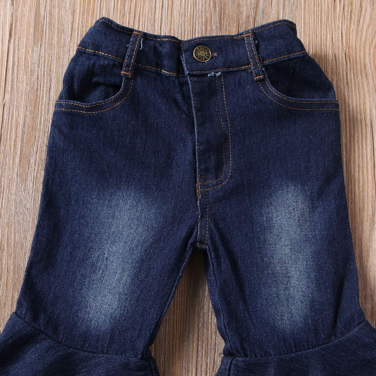 Little Girl's Vintage Jeans Skinny Denim Bell-Bottoms Pants: Clothing