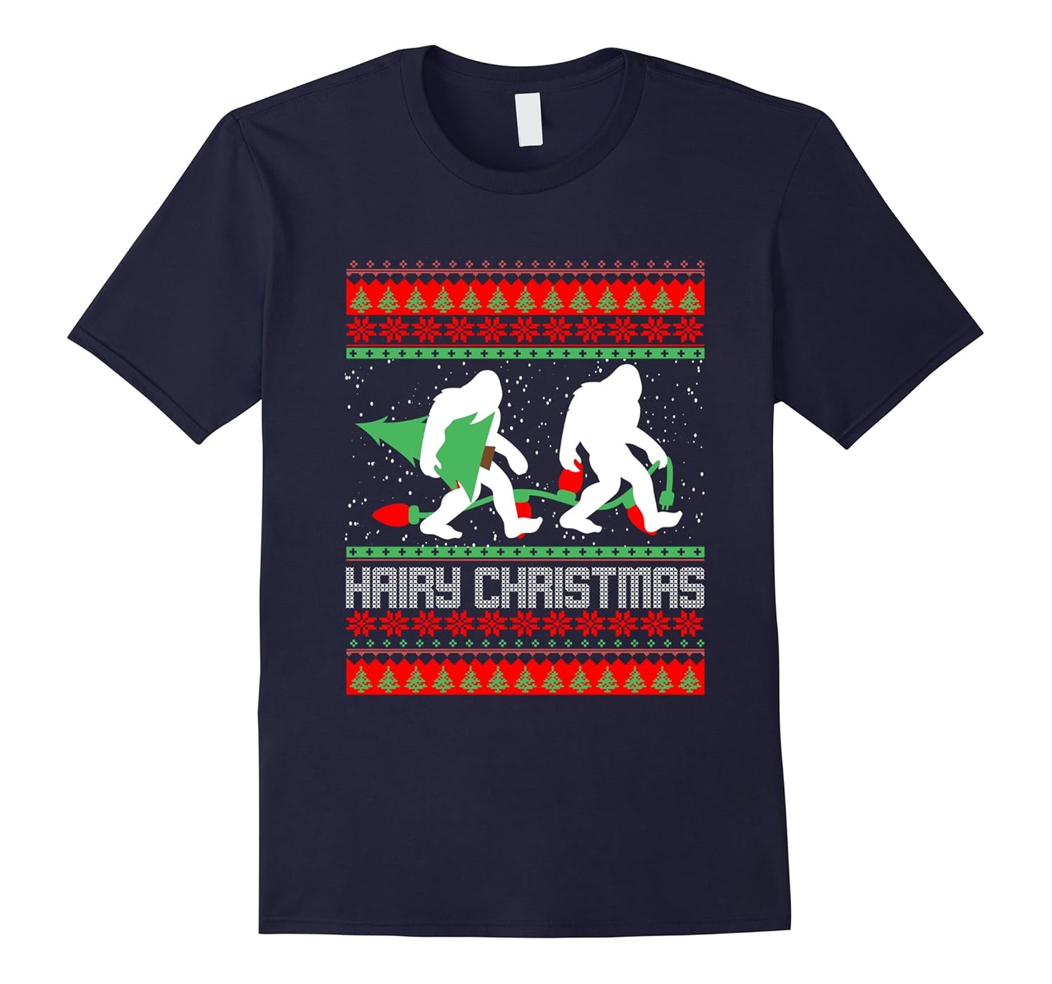 Bigfoot Hairy Christmas Tree Shirt Holiday Sasquatch Gift-Rose