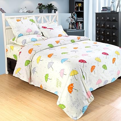 PRINTED DOUBLE BED SHEET WITH 2 PILLOW COVERS