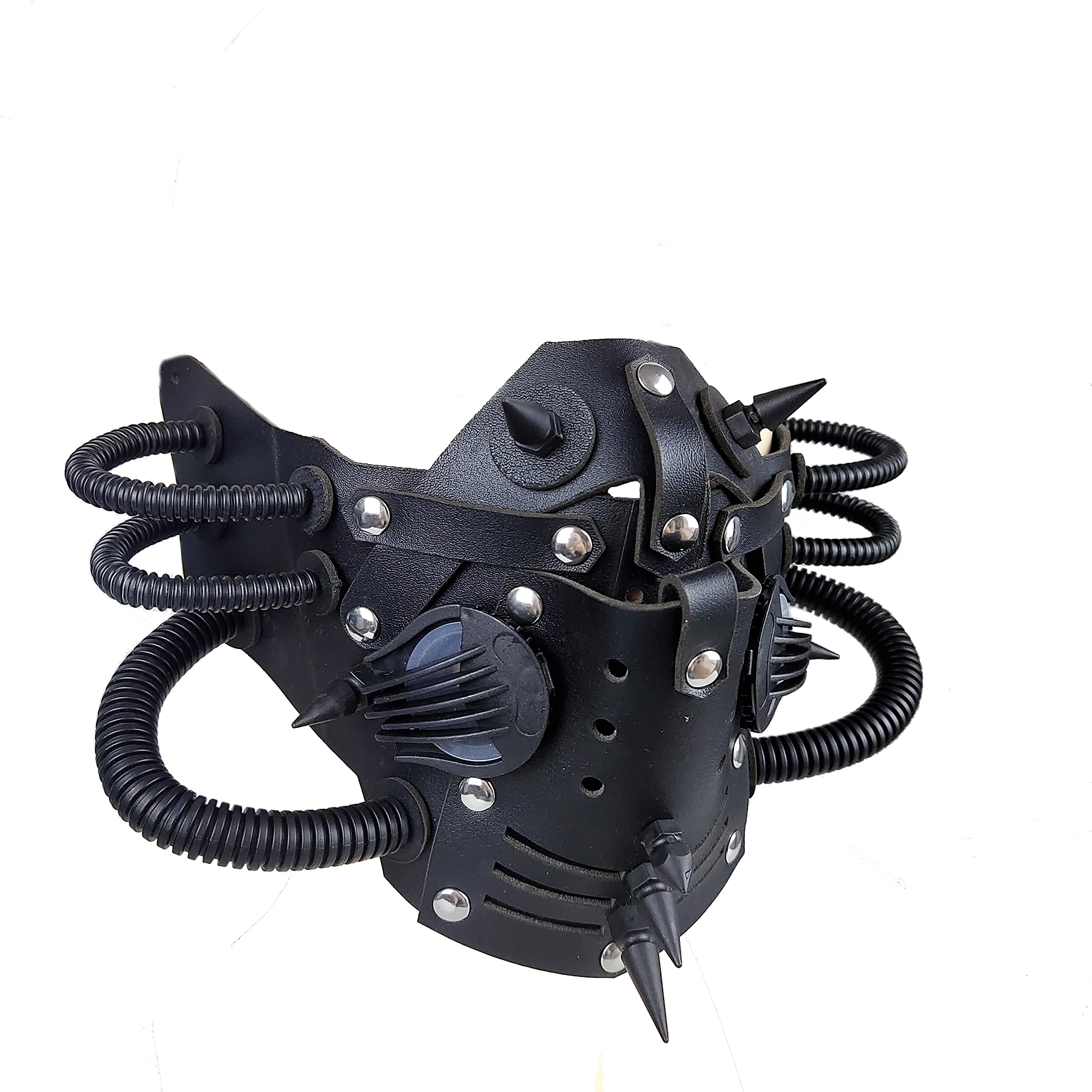 Ubauta Steampunk Leather Mask Cosplay Mask Punk Rivet Masquerade Mask-Black