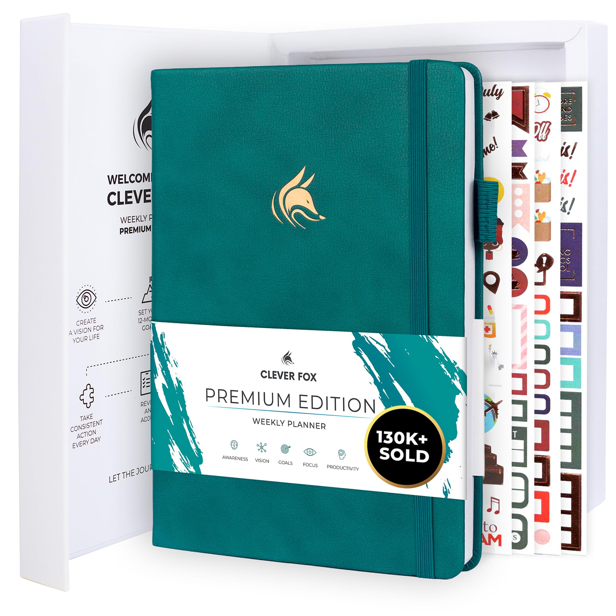 Clever Fox Planner Premium – Undated Weekly & Monthly Planner Organizer for Productivity & Time Management, A5 (Dark Teal)