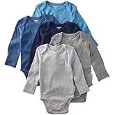 Butterblu Blake 5-Pack Long Sleeve Bodysuits 100% Organic Cotton Baby Boys & Girls