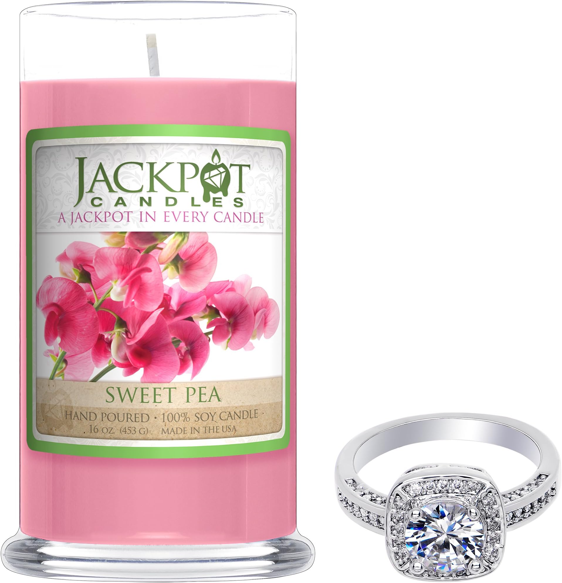 Natural Soy Candle with Jewelry Made in USA (Surprise Jewelry Valued at $15 to $5,000) Burn Time 80 to 100 Hours
