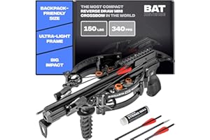 BALLISTA BAT Reverse Draw Compound Mini Crossbow - Crossbow for Hunting, Fishing and Target - Fast 340 fps, Powerful 150lbs, Lightweight 3lbs