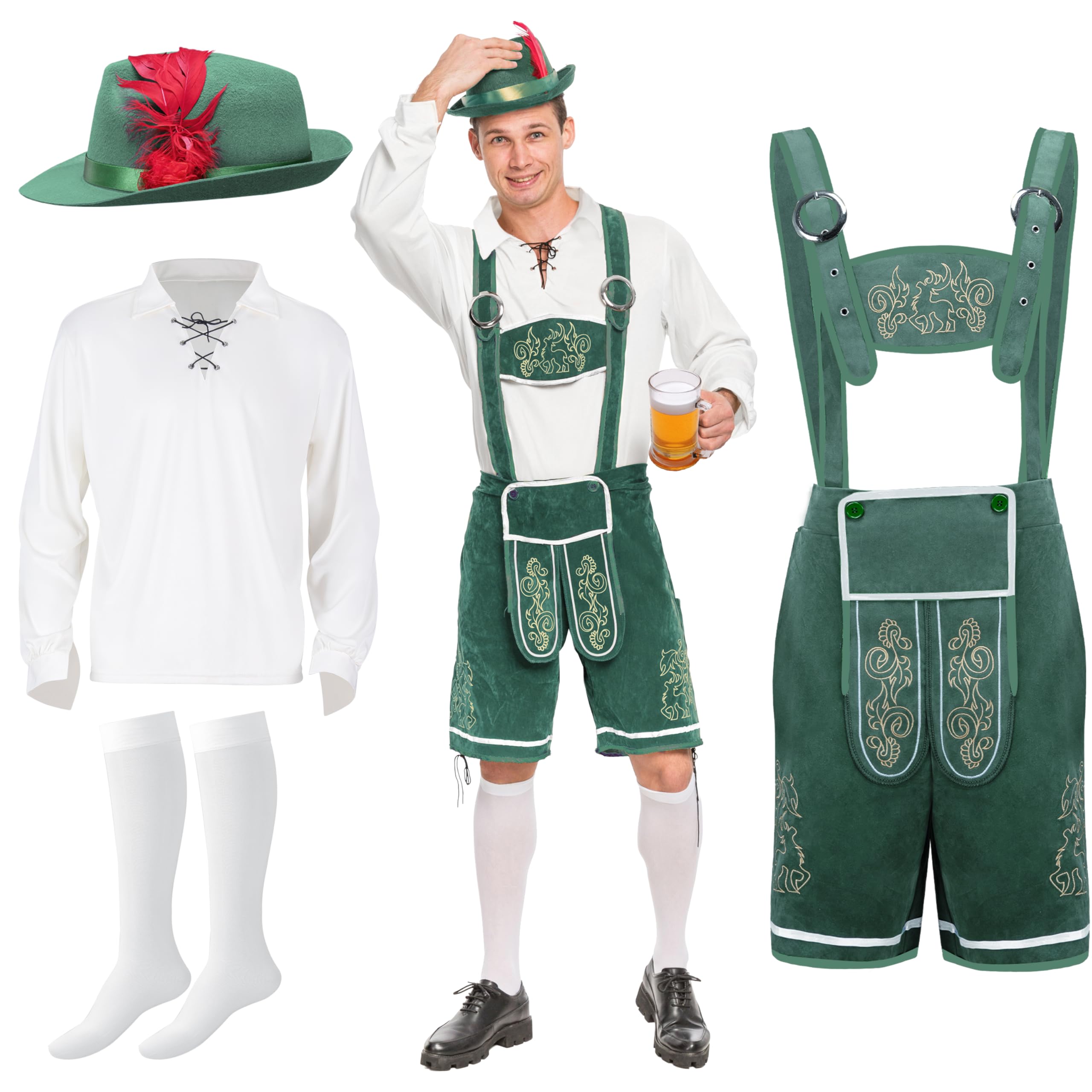 Photo 1 of Spooktacular Creations Bavarian Oktoberfest Costume, Lederhosen Men German Costume for Halloween Party, Beer Festival -L