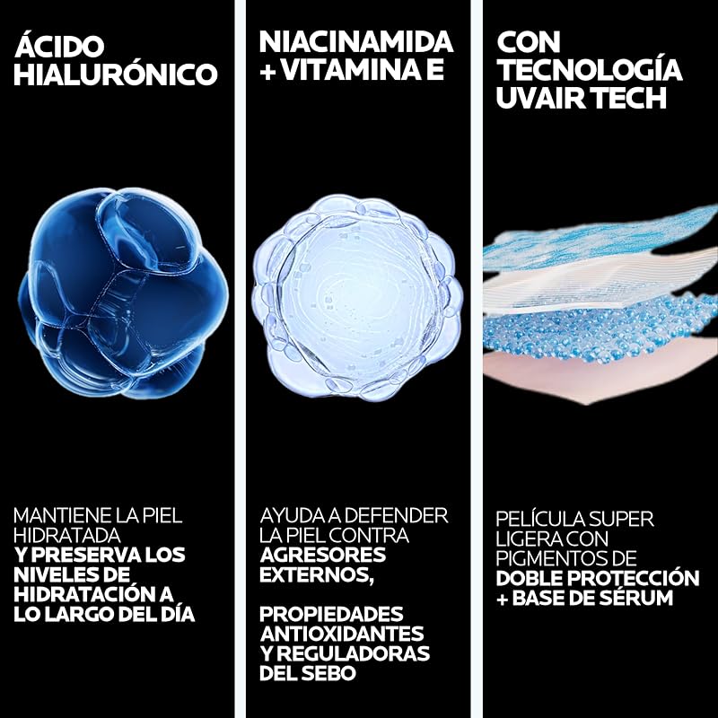 Sérum solar La Roche-Posay Anthelios UVAIR SPF50+, com ácido hialurónico, niacinamida e vitamina E, para todos os tipos de pele, 50 ml