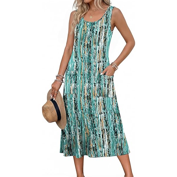 KLL Women Beach Dress Green Kiwi Lime Oil Painting Fashion Crewneck Summer  A-Line Tshirt Sundresses S at Amazon Women's Clothing store
