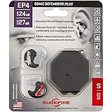 SureFire EP4 Sonic Defenders Plus filtered Earplugs, triple flanged design, reusable, Black, Small