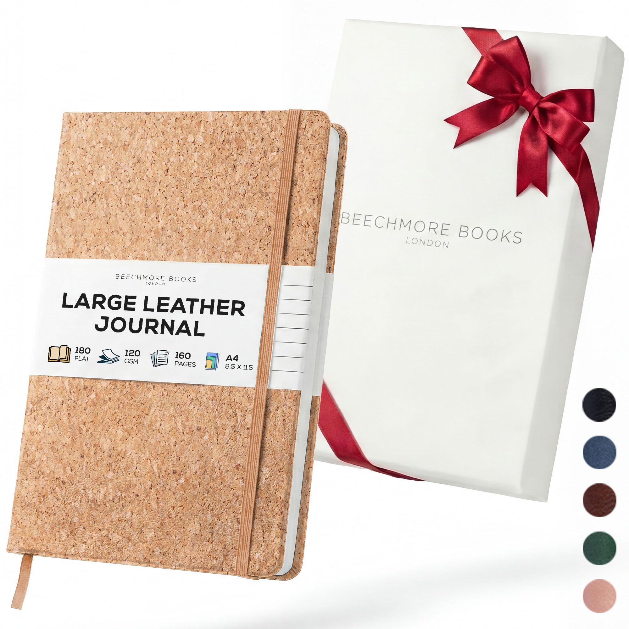 Beechmore Books Ruled Journal Notebook, A4 8.5” x 11.5” 160 Lined Pages, Hardcover Leather Journals for Women, Men, Writing and Notebooks for Work - 120 GSM Thick Paper, Gifts Box Included