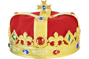 Skeleteen Regal Gold King Crown - Royal Red Felt Imperial Jeweled Mens and Womens Unisex Party Dress Up Accessory Crowns - 1 Piece