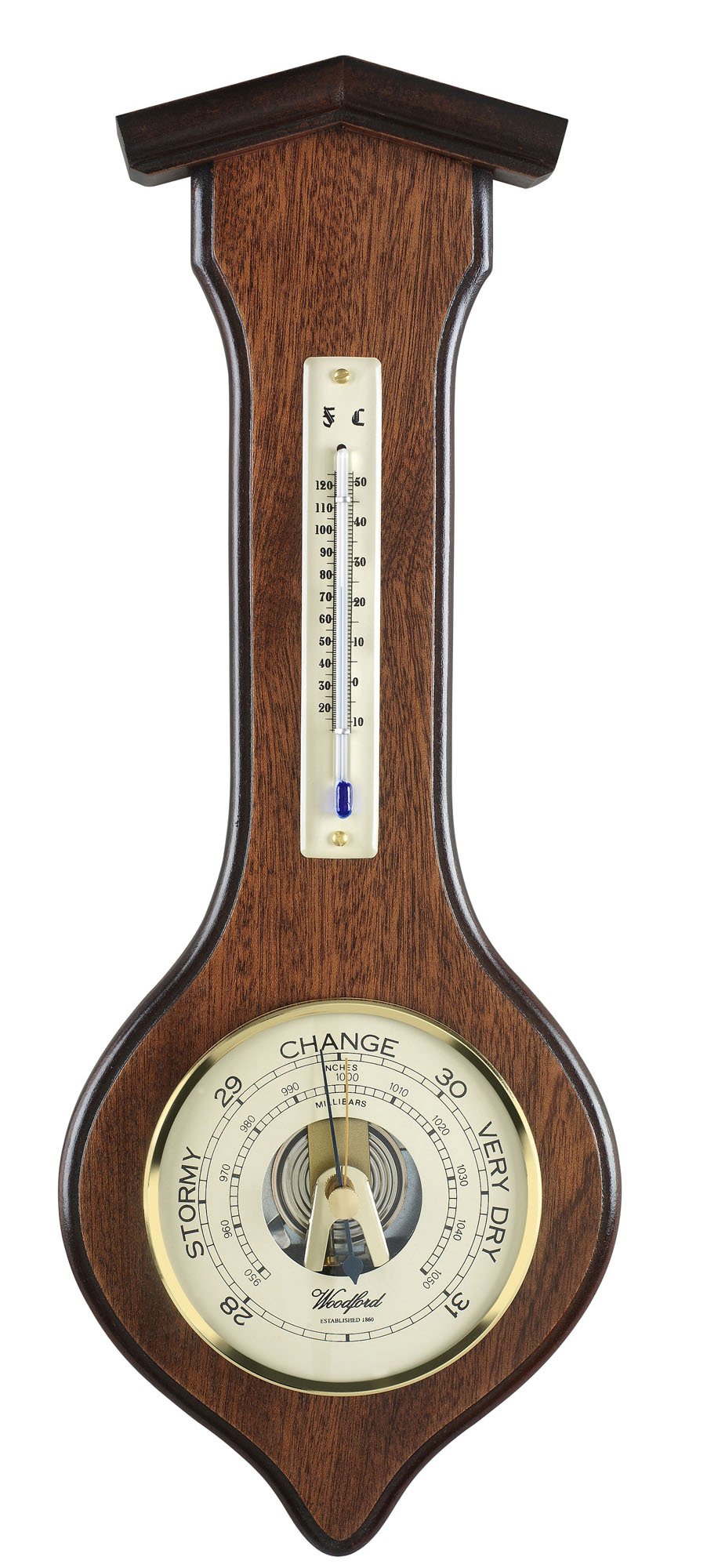 Wall Plaque Barometer Mahogany Vaneer with Thermometermeter