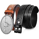 BELTROAD Cowboy Belts for Men Women Western Leather Buckle Belt Set Cowgirl Country Belt for Jeans Retro Christmas Gift Belt