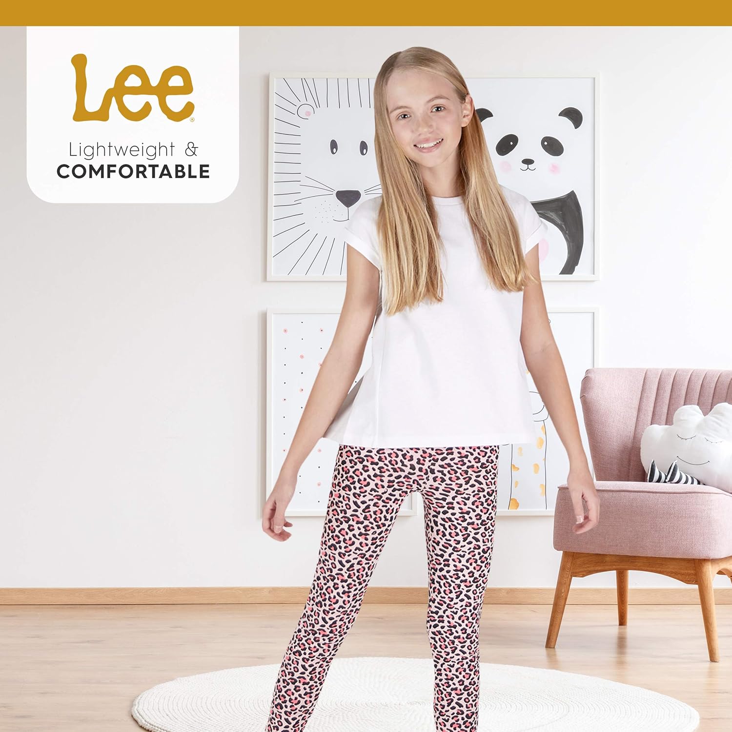 LEE 3 Pack Leggings for Girls | A Stylish Mix of Solid Color or Prints, Super Soft Pull on Leggings for All Day Comfort: Clothing