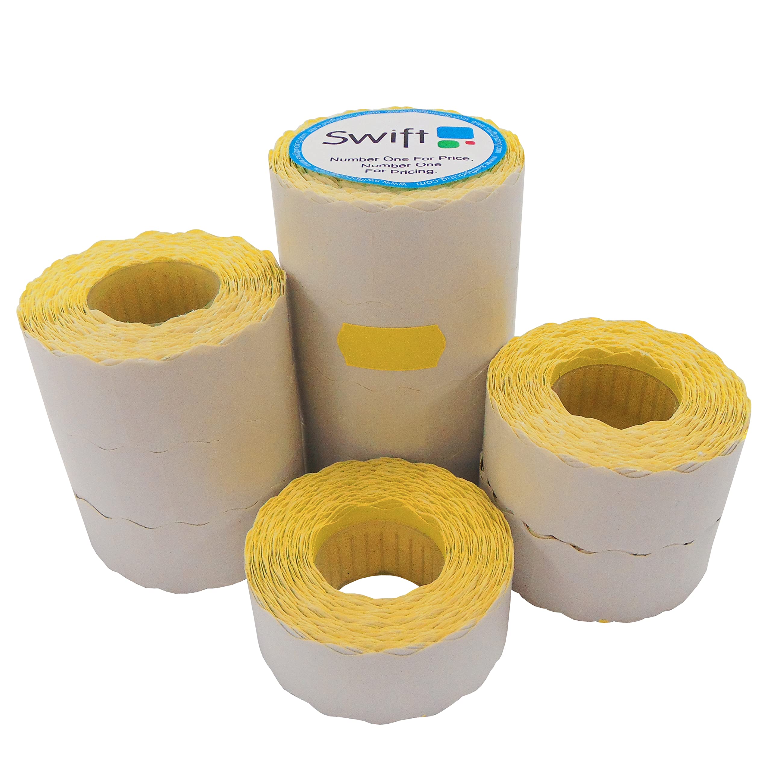 Swift 26 x 12 mm Price Gun Labels Yellow 10 Rolls 10,000 Stickers CT4 Wavy Edge Pricemarking Tags Fits Many Pricing Labellers