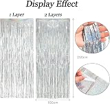 Silver Foil Curtain Backdrop 2 Pack 1x2.5m Tinsel Fringe Decor view 13