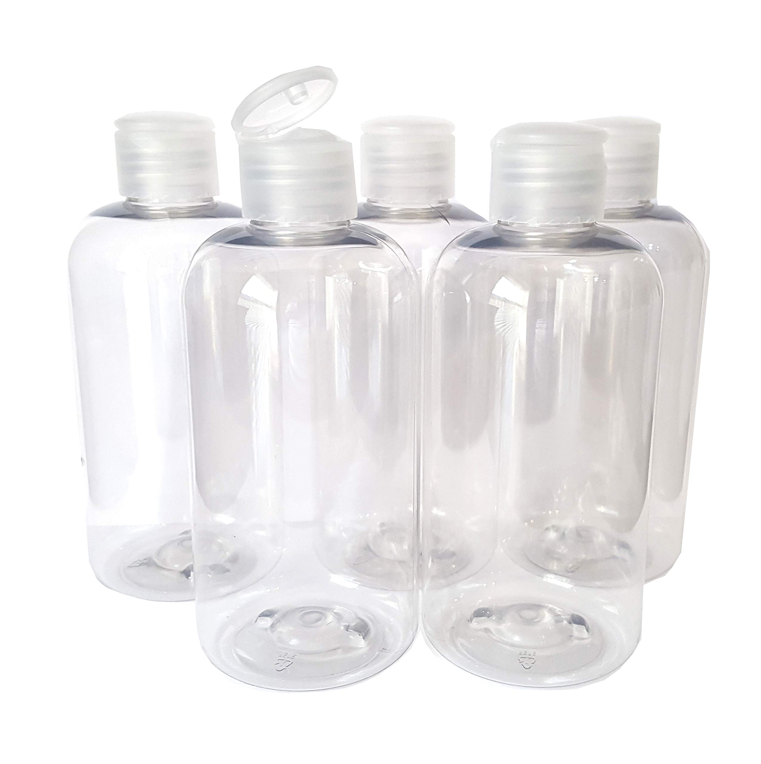 Detail Solutions 5 X 250ml Clear Plastic Bottles with Hinged Flip up top caps