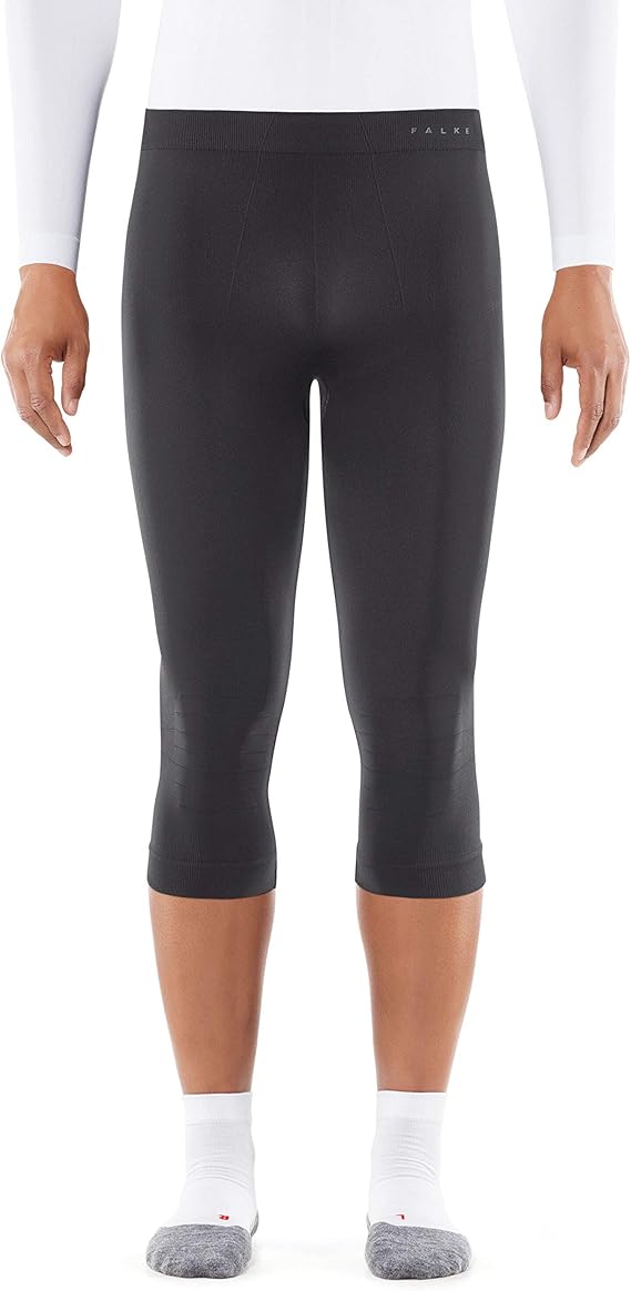 FALKE Men's Warm 3/4 Tights Base Layer Bottom Thermal Underwear Black Navy Blue For Outdoor