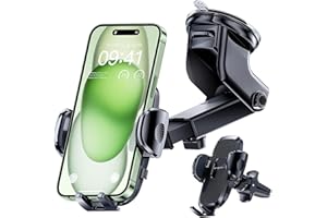 Eyemay 2024 Upgraded Car Phone Holder - [ Bumpy Roads Friendly ] Phone Mount for Car Dashboard Windshield Air Vent 3 in 1, Hand Free Mount for iPhone 15 14 13 12 Pro Max Samsung All Cell Phones
