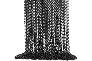 SWANUCKY 48 Pack Mardi Gras Beads Necklaces, 33 Inch Plastic Beads for Party Favors, Festival Decorations, Parade Throws, Christmas, St. Patrick's Day Celebrations