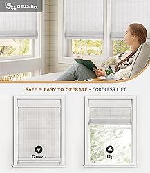 LazBlinds Cordless Bamboo Roman Shades, Light