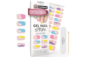 MOYOU LONDON Semi Cured Gel Nail Strips - 20 Pcs. Spring Nail Wraps for Salon-Quality Manicure - Works with Any UV Lamp - Easy to Apply, Trim, & Remove Gel Stickers