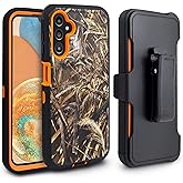 Customerfirst Compatible with Samsung Galaxy A14 5G Case, with Belt Clip Holster Heavy Duty Rugged Shockproof Full Body Protection Kickstand Phone case (Orange Camo)
